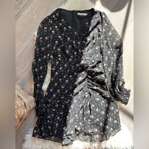 FARROW Black Dress with Pink Floral Design